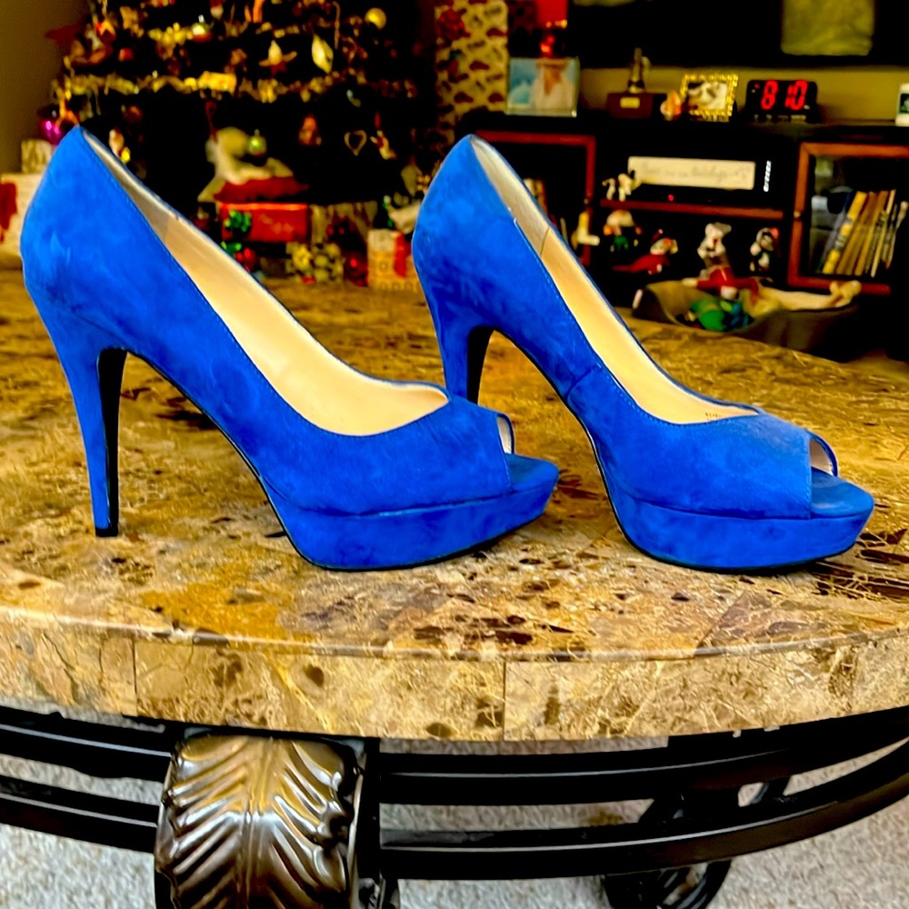 Guess Royal blue platform heels worn 3 times